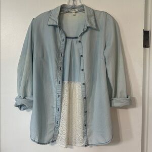 Maurice’s Women’s XS Chambray Button Up Shirt with lace back